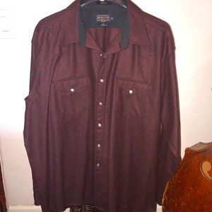 Pendleton Maroon Wool pearl snap Western Shirt XXL
